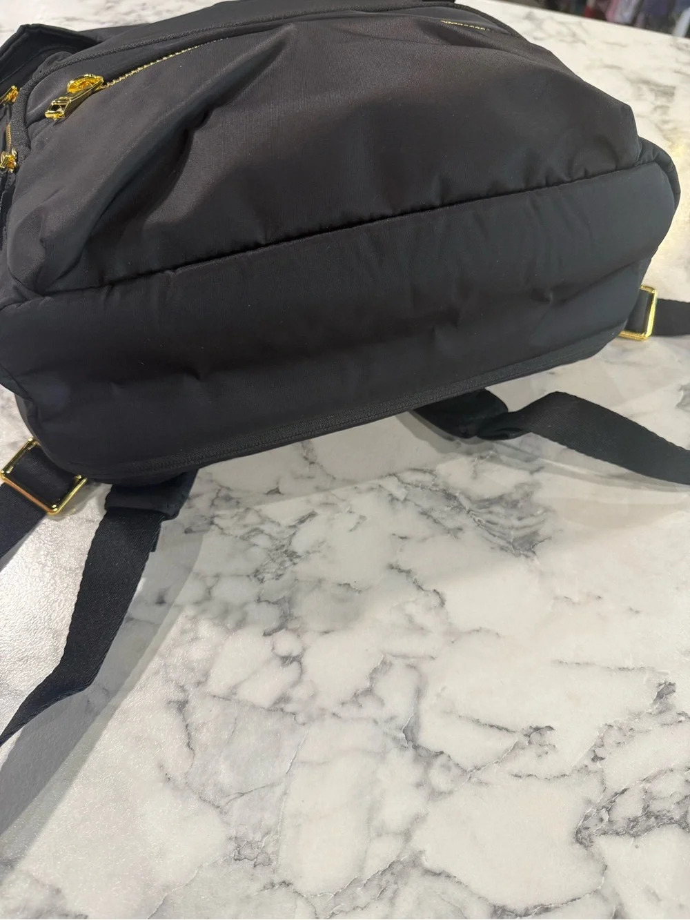 Tumi Voyageur Montana Backpack Black Nylon Backpack with Gold Accents